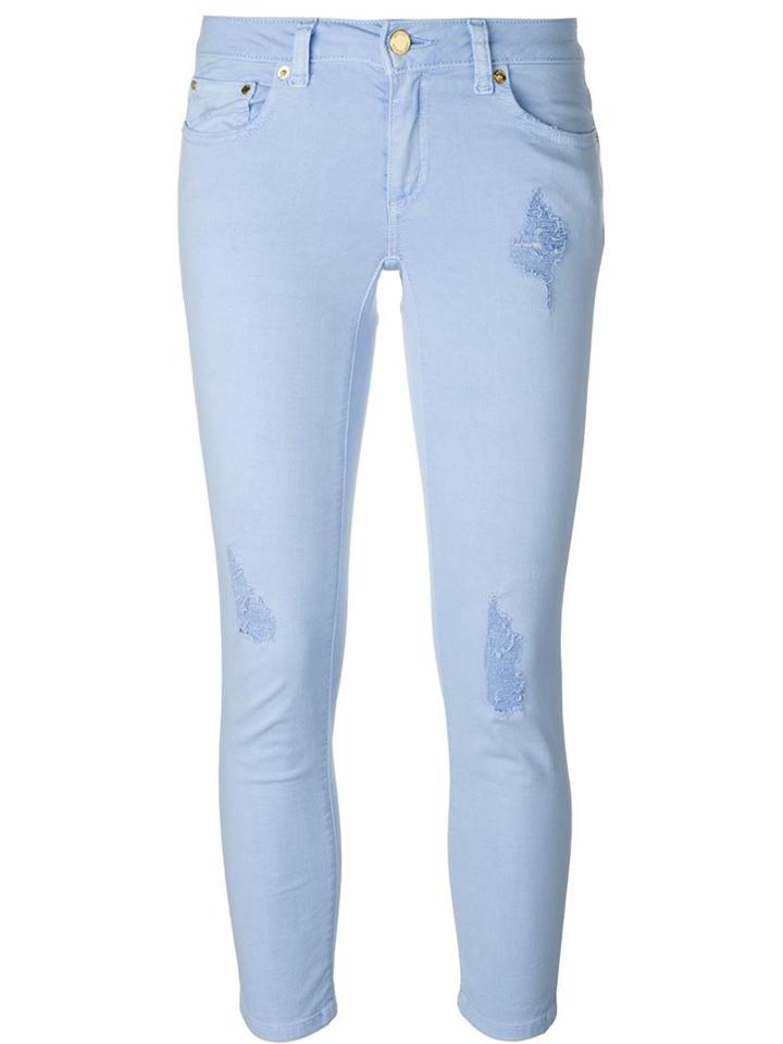 Michael Michael Kors Distressed Skinny Jeans, Women's, Size: 4, Blue, Cotton/spandex/elastane