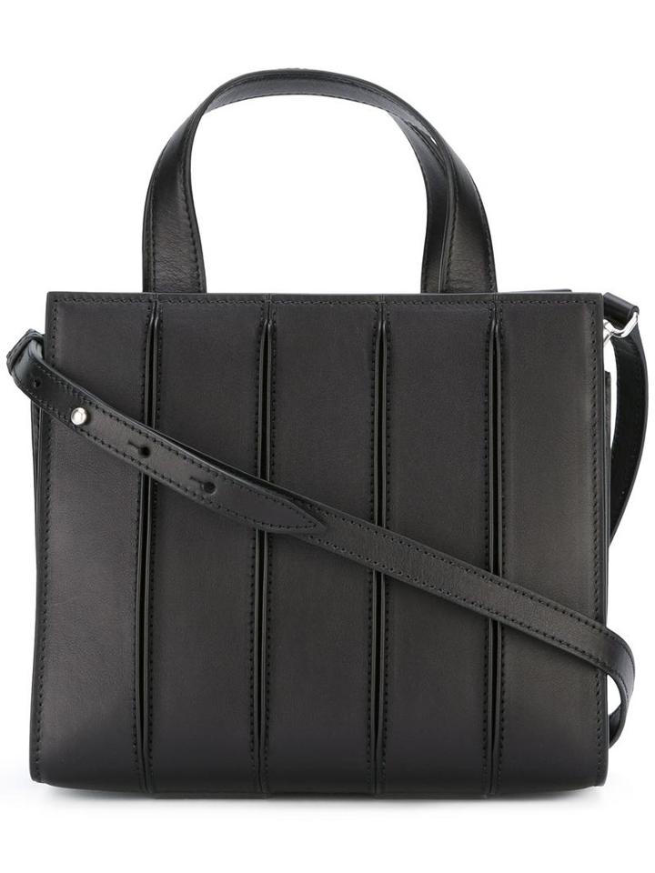 Max Mara Stitching Details Tote, Women's, Black, Calf Leather/polyester/polyurethane/cotton