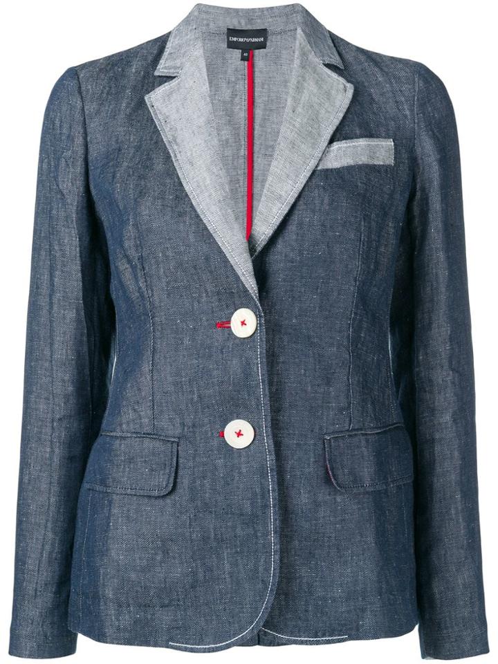 Emporio Armani Contrast Lapels Blazer - Blue