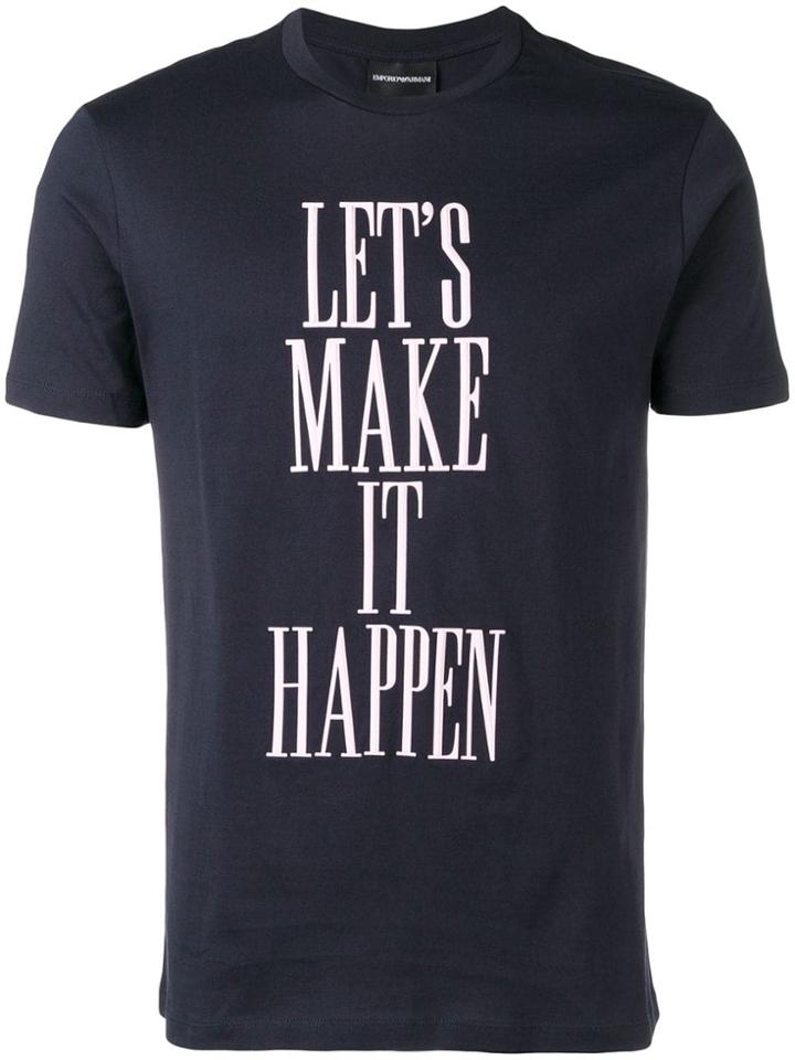 Emporio Armani Slogan Print T-shirt - Blue