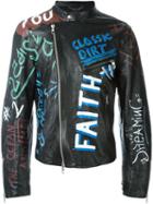 Diesel Black Gold Graffiti Leather Jacket