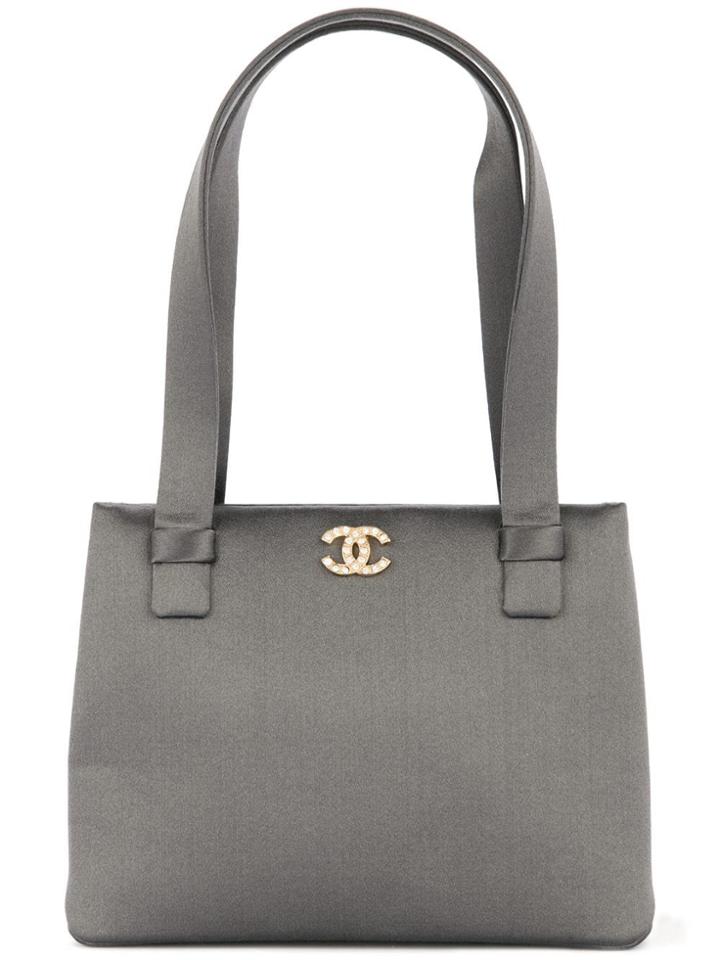 Chanel Vintage Rhinestone Mini Hand Bag - Grey
