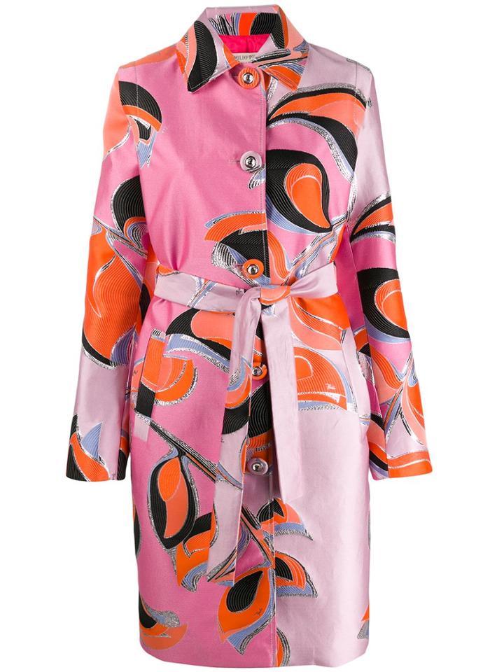 Emilio Pucci Patterned Single-breasted Coat - Pink