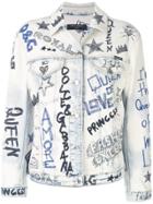 Dolce & Gabbana Stitched Graffiti Denim Jacket - Black