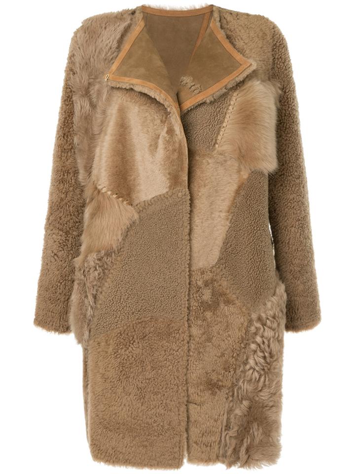 Yves Salomon Goat Fur Jacket - Brown