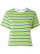 Julien David Striped Cropped T-shirt, Women's, Size: Large, Green, Cotton