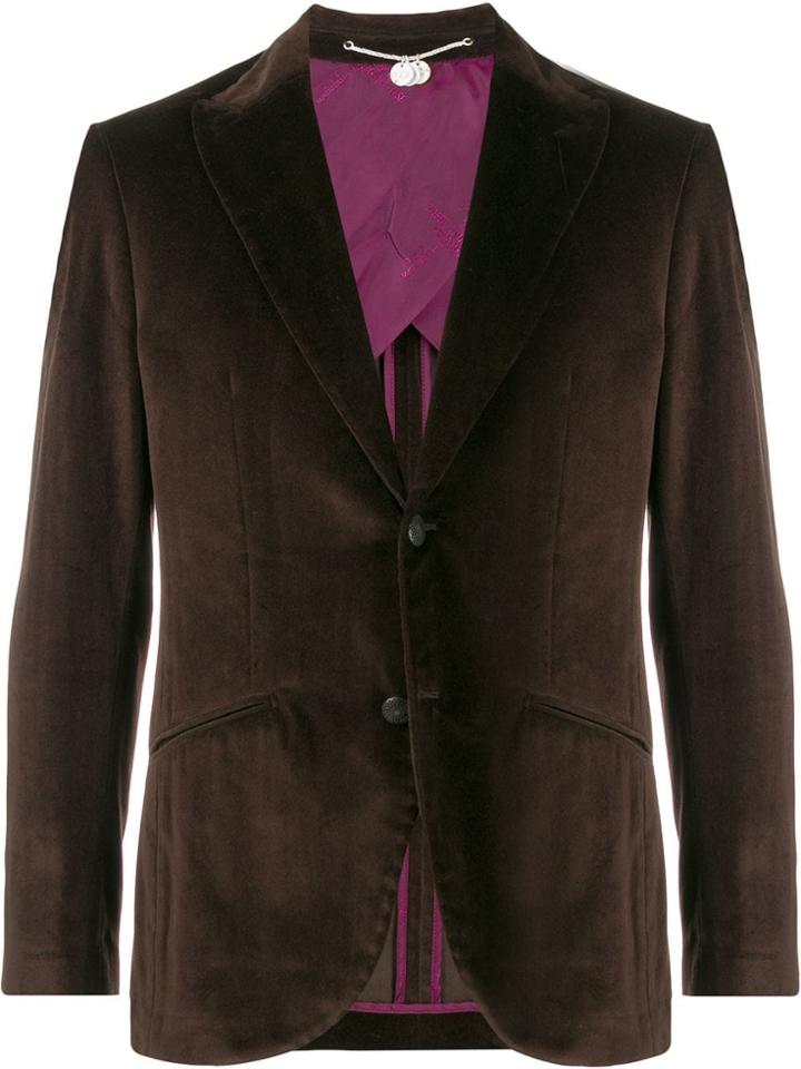 Maurizio Miri Textured Fitted Blazer Jacket - Brown