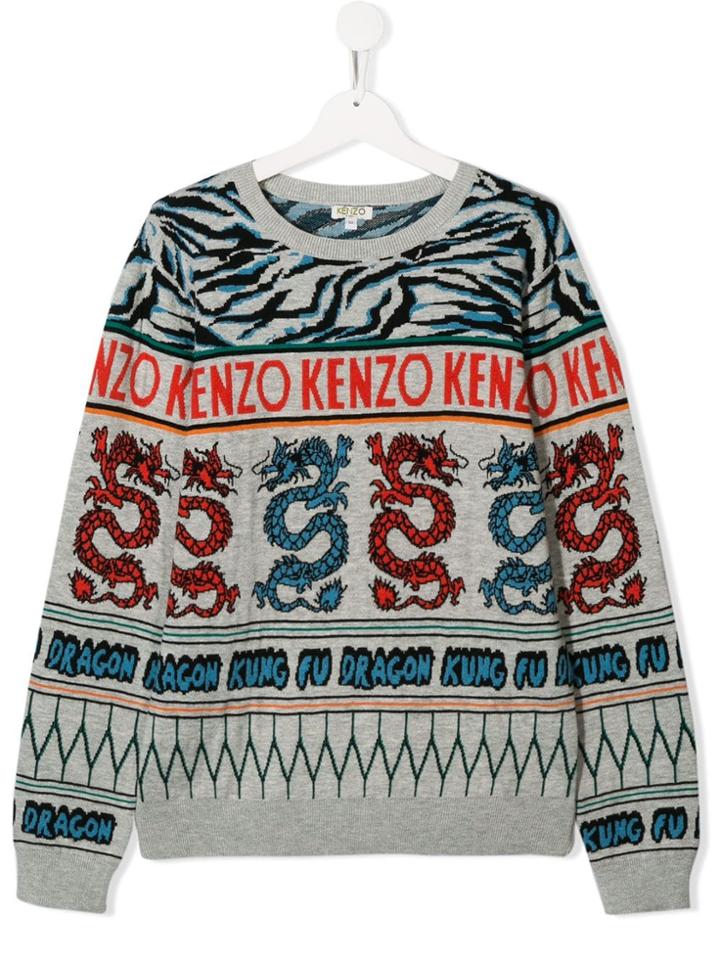Kenzo Kids Knitted Logo Sweater - Grey