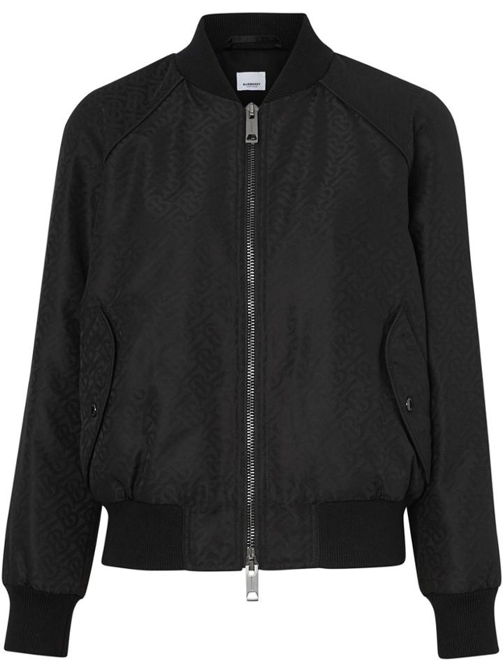 Burberry Monogram Print Bomber Jacket - Black
