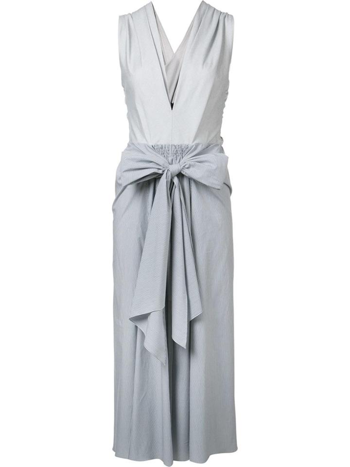 Tome 'thin Stripe Bow Front' Dress - White
