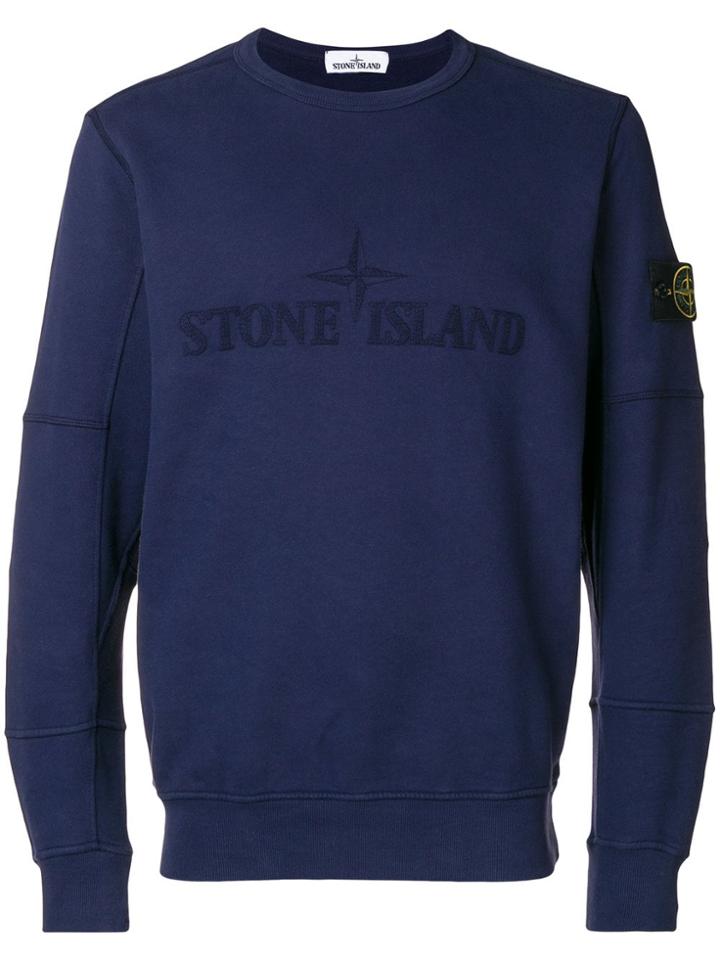 Stone Island Embroidered Logo Sweatshirt - Blue