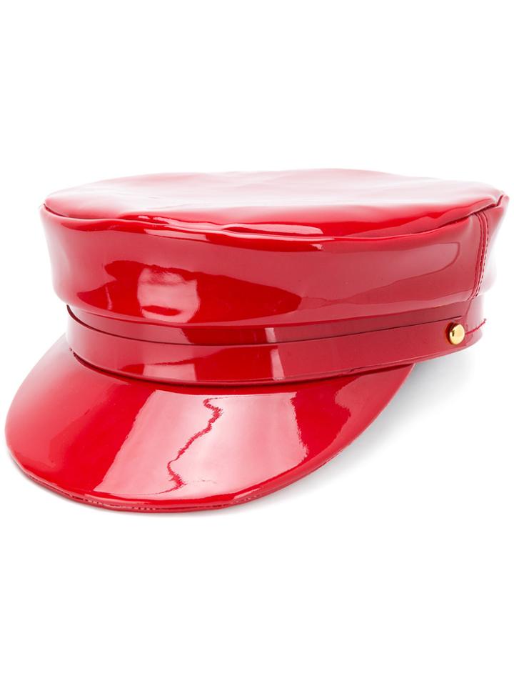 Manokhi Vernished Styled Cap - Red