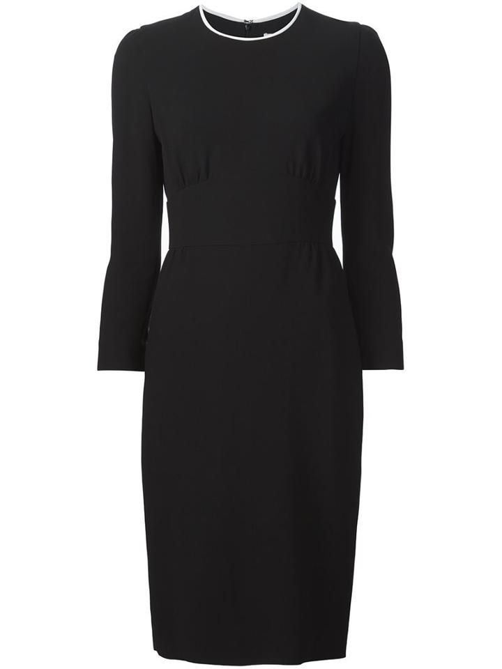 Givenchy Contrast Trim Shift Dress, Women's, Size: 36, Black, Viscose/spandex/elastane