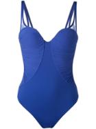 La Perla 'cool Draping' Underwired Swimming Costume, Women's, Size: 40, Blue, Polyamide/spandex/elastane