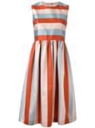 Red Valentino Striped Flared Dress, Women's, Size: 40, Silk/polyester/acetate