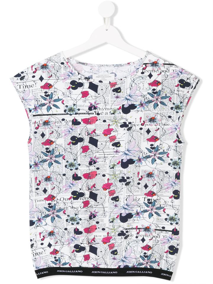 John Galliano Kids Teen Journal Print T-shirt - White