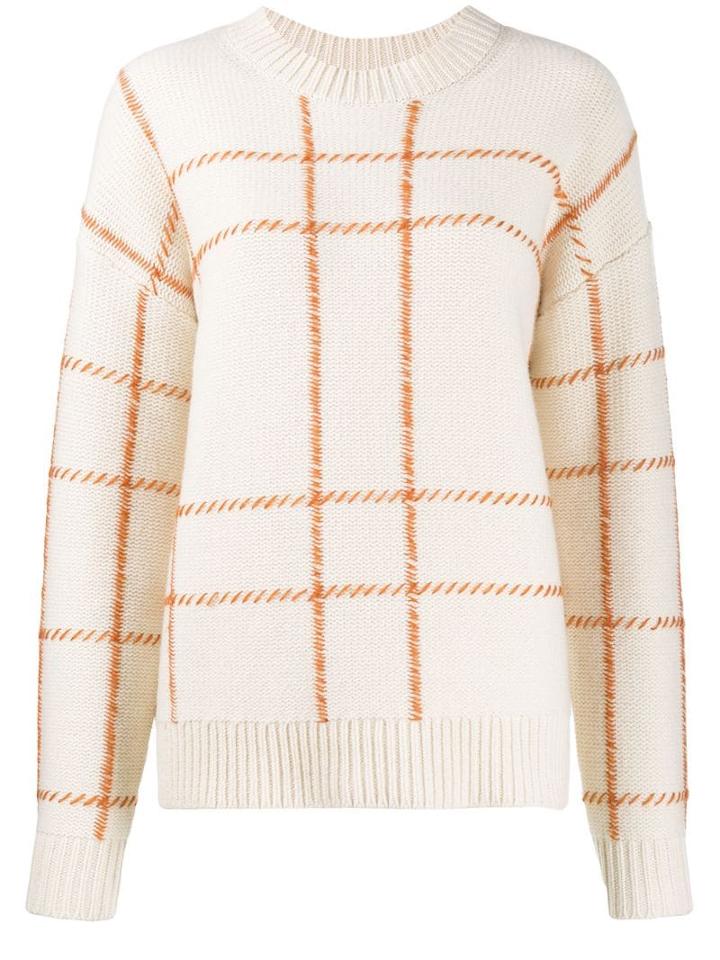 Chinti & Parker Checked Intarsia Jumper - Neutrals