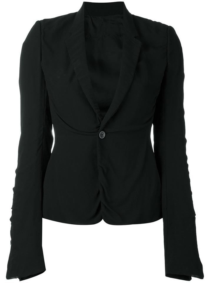 Rick Owens Gathered One-button Blazer, Women's, Size: 42, Black, Silk/cupro/cotton