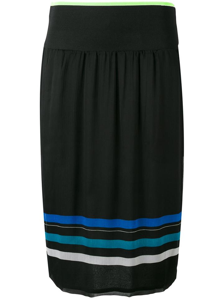 Diesel - Striped Obessie Pleated Skirt - Women - Polyester - S, Black, Polyester