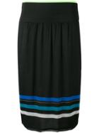 Diesel - Striped Obessie Pleated Skirt - Women - Polyester - S, Black, Polyester