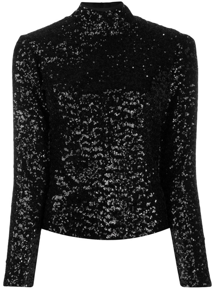 In The Mood For Love Sequin Roll Neck Top - Black