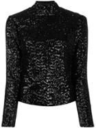In The Mood For Love Sequin Roll Neck Top - Black