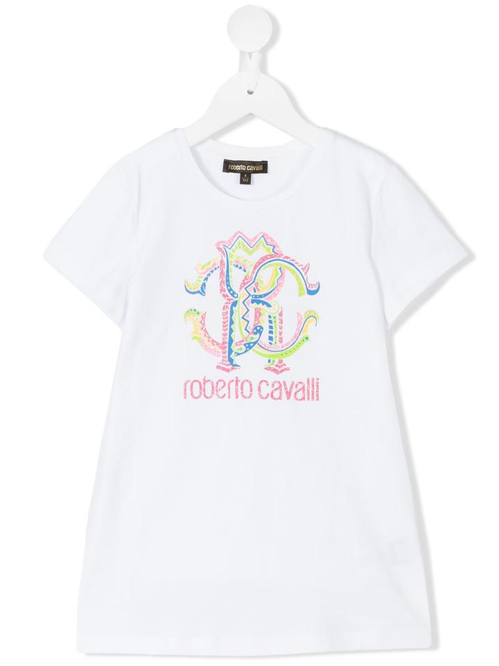 Roberto Cavalli Kids - Logo Print T-shirt - Kids - Cotton/spandex/elastane - 2 Yrs, Toddler Girl's, White