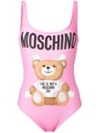 Moschino Teddy Bear Swimsuit, Women's, Size: 44, Pink/purple, Polyester/spandex/elastane
