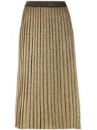Tory Burch Metallic-knit Pleated Skirt, Women's, Size: Small, Grey, Wool/metallic Fibre/polyester