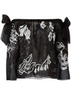 Fendi Off-shoulder Blouse, Women's, Size: 38, Black, Silk/polyester