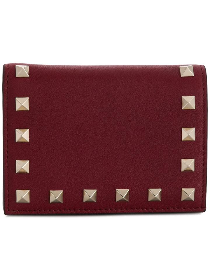 Valentino Rockstud Foldover Wallet - Red