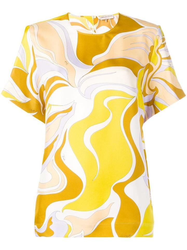 Emilio Pucci Rivera Print Silk T-shirt - Yellow