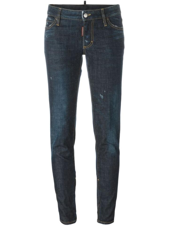 Dsquared2 Skinny Fit Jeans, Women's, Size: 38, Blue, Cotton/spandex/elastane/calf Leather