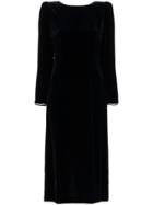 Gucci Crystal Embellished Open Back Silk Blend Velvet Dress - Black