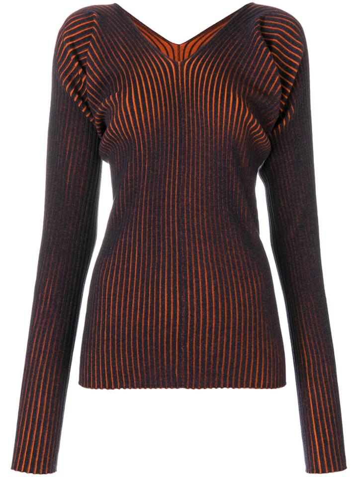 Mm6 Maison Margiela Ribbed V-neck Sweater - Blue