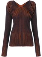 Mm6 Maison Margiela Ribbed V-neck Sweater - Blue
