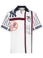 Gucci Ny Yankees Embroidered Cotton Bowling Shirt - Blue