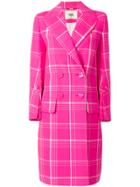 Fendi Double Breasted Check Coat - Pink & Purple
