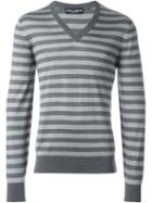 Dolce & Gabbana Striped Jumper, Men's, Size: 46, Grey, Silk
