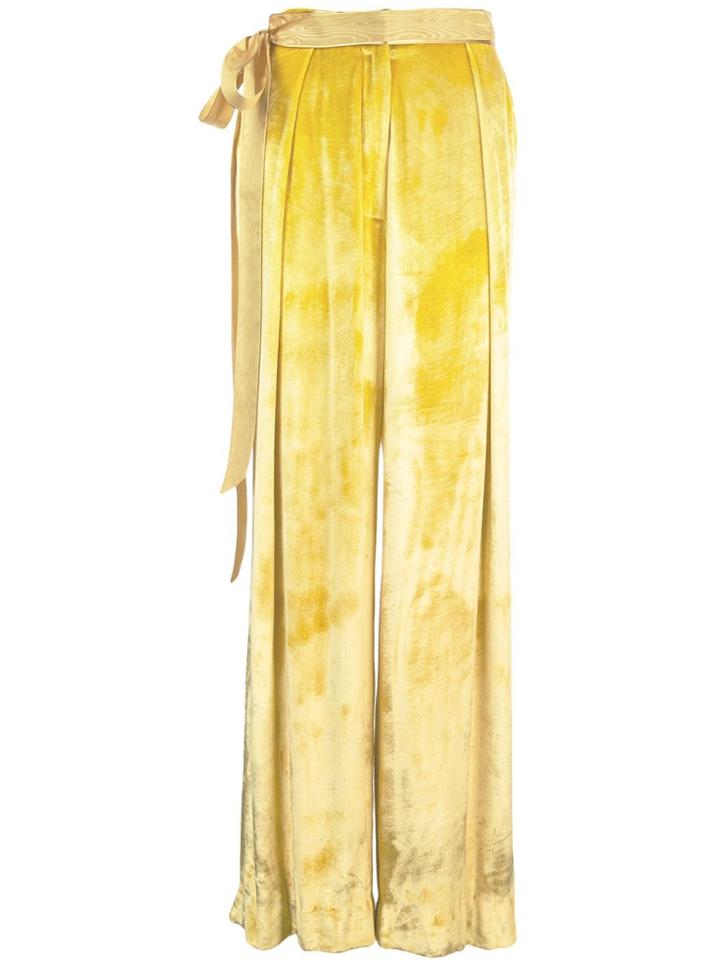 Adam Lippes Velvet Tie Waist Trousers - Yellow & Orange