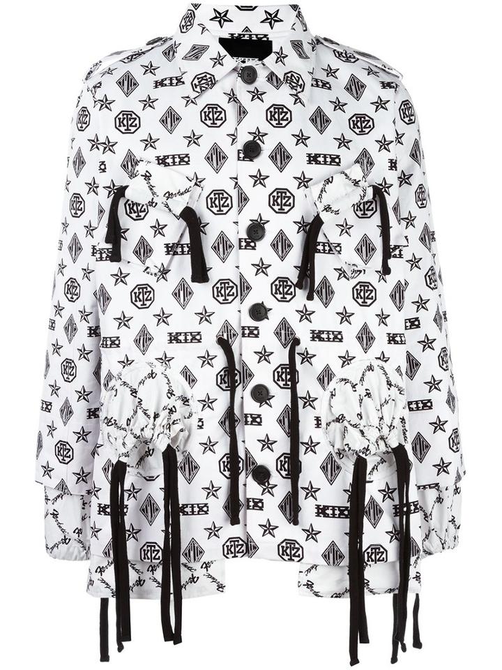 Ktz Monogram X Latin Gathered Coat, Adult Unisex, Size: Small, White, Cotton
