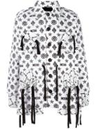 Ktz Monogram X Latin Gathered Coat, Adult Unisex, Size: Small, White, Cotton