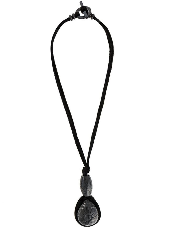 Giorgio Armani Pre-owned Engraved Charm Necklace - Black