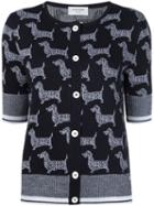 Thom Browne Dog Intarsia Cardigan, Women's, Size: 0, Black, Silk/cashmere/wool