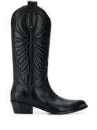 Paola D'arcano Knee Cowboy Boots - Black