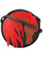 Horse Pattern Crossbody Bag, Women's, Black, Calf Leather/cotton, Just Cavalli