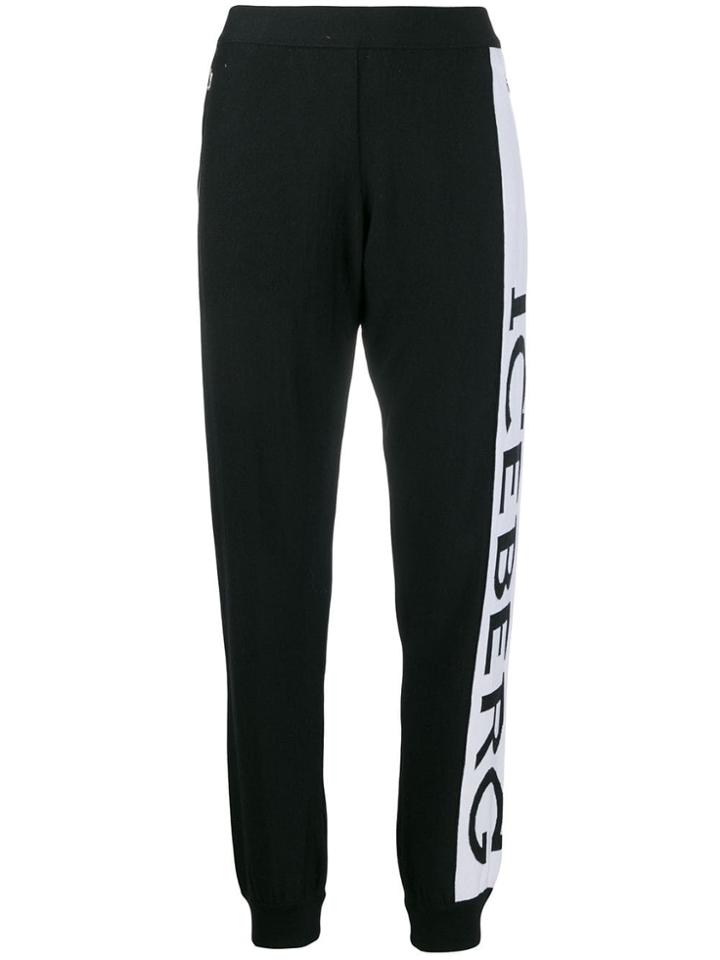 Iceberg Logo Print Track Pants - Black