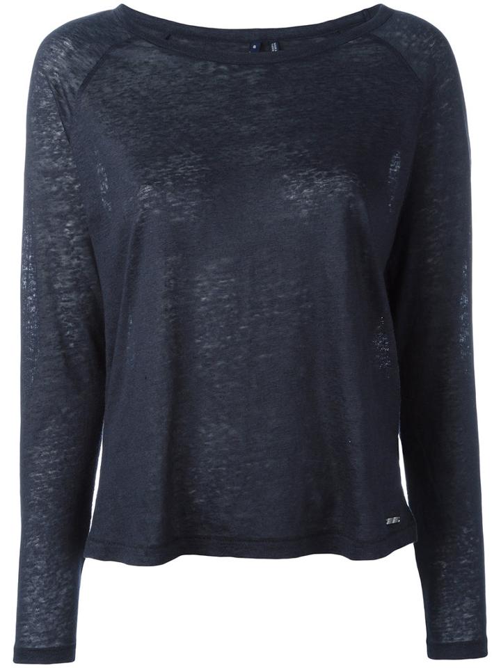 Woolrich - Long Sleeve Top - Women - Linen/flax - M, Blue, Linen/flax