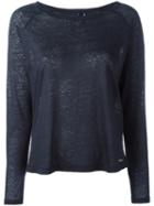 Woolrich - Long Sleeve Top - Women - Linen/flax - M, Blue, Linen/flax