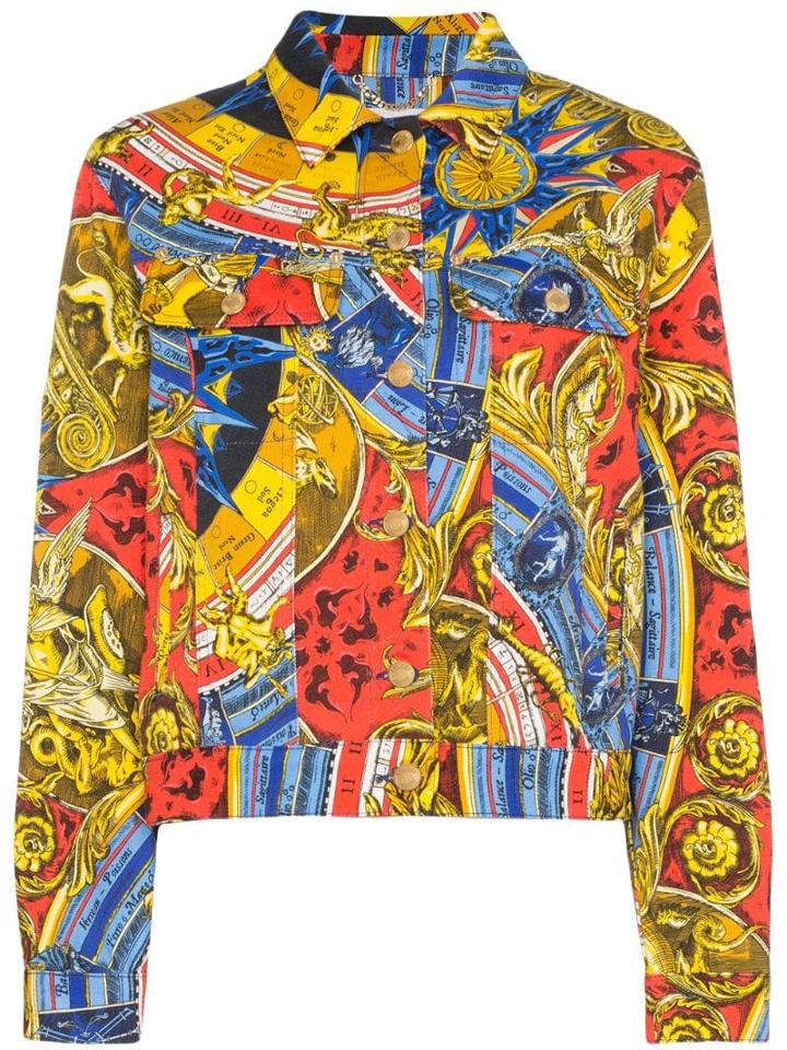 Moschino Roman Scarf-print Denim Jacket - 1888 Multicoloured